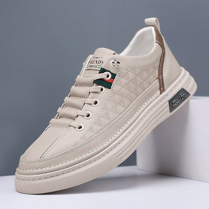 European station men's shoes 2023 spring new light luxury white shoes trendy all - match soft bottom breathable low - top casual board shoes - Alsy store