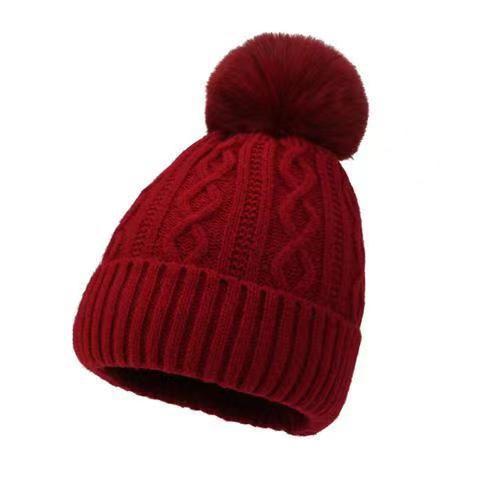 Woolen Cap Women's Autumn Winter Ear Protection Fur Ball Pullover