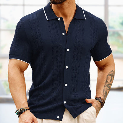 Short-sleeved Polo Shirt Summer Button Lapel Top Fashion Business Men's Clothing - Alsy store