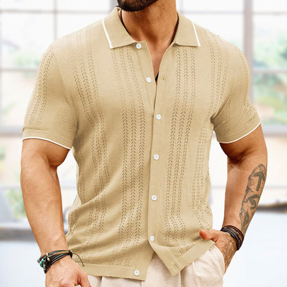 Short-sleeved Polo Shirt Summer Button Lapel Top Fashion Business Men's Clothing - Alsy store