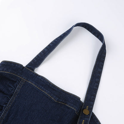 Women Denim Mini Dress Off Shoulder Halter Neck Sleeveless