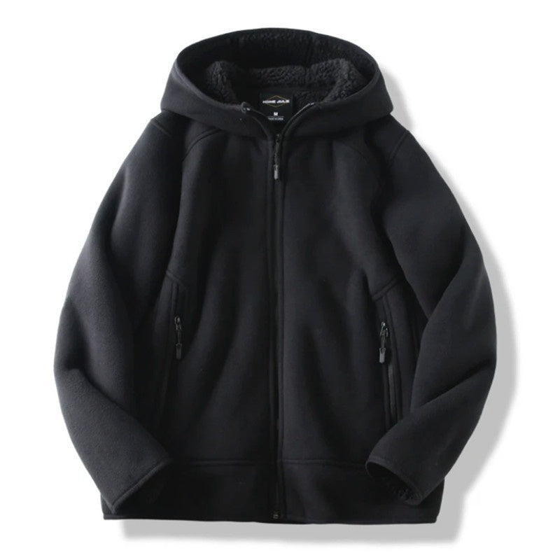 Autumn And Winter Fleece Sweater Thick Warm Hooded Polar Fleece Simple Men's And Women's Same Style All-matching Coat