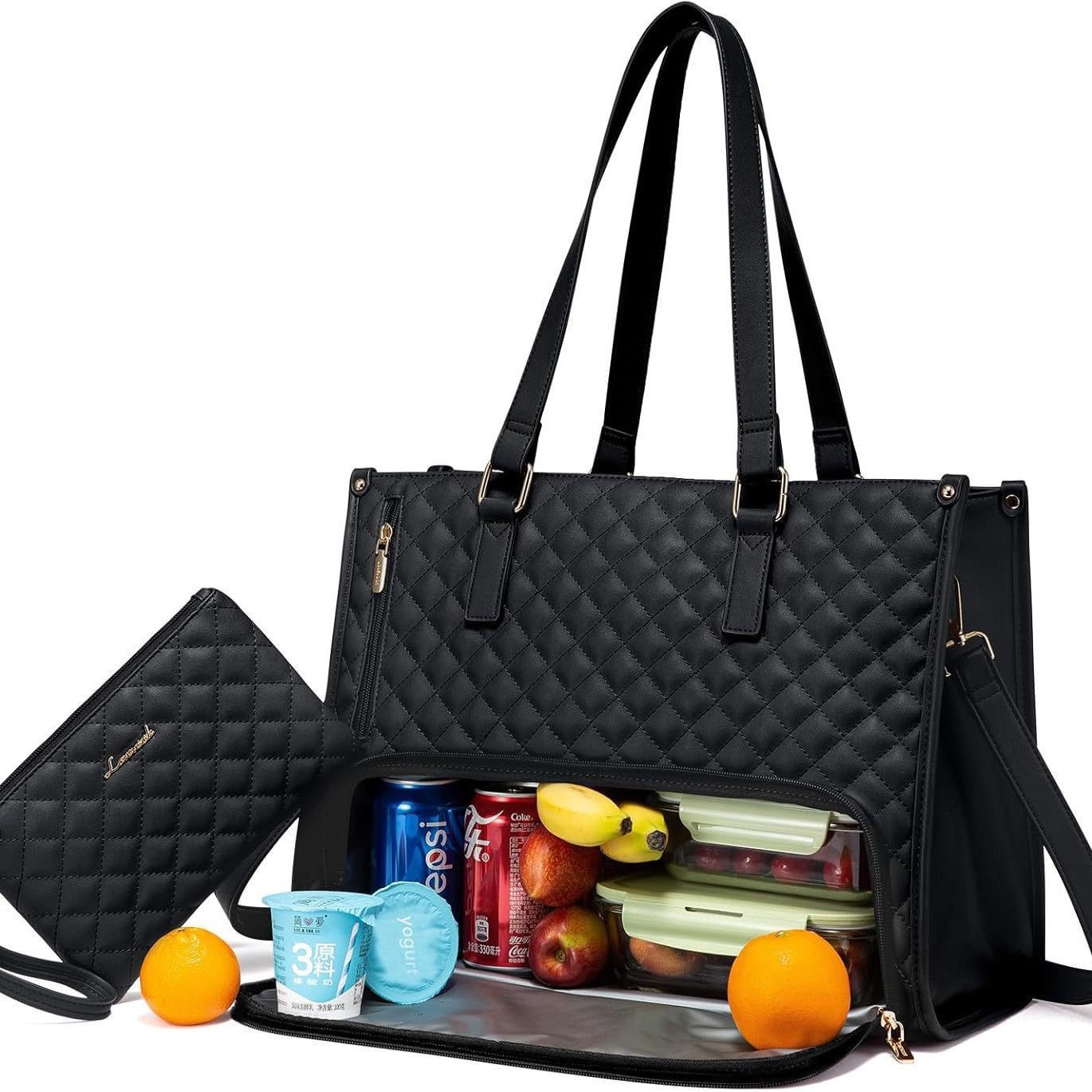 Fashionable Lunch Tote Bag Women's Thermal Insulation Lunch Box Leak - proof Crossbody Computer Storage Bag Quilted Large Capacity Handbag With Purse - Alsy store