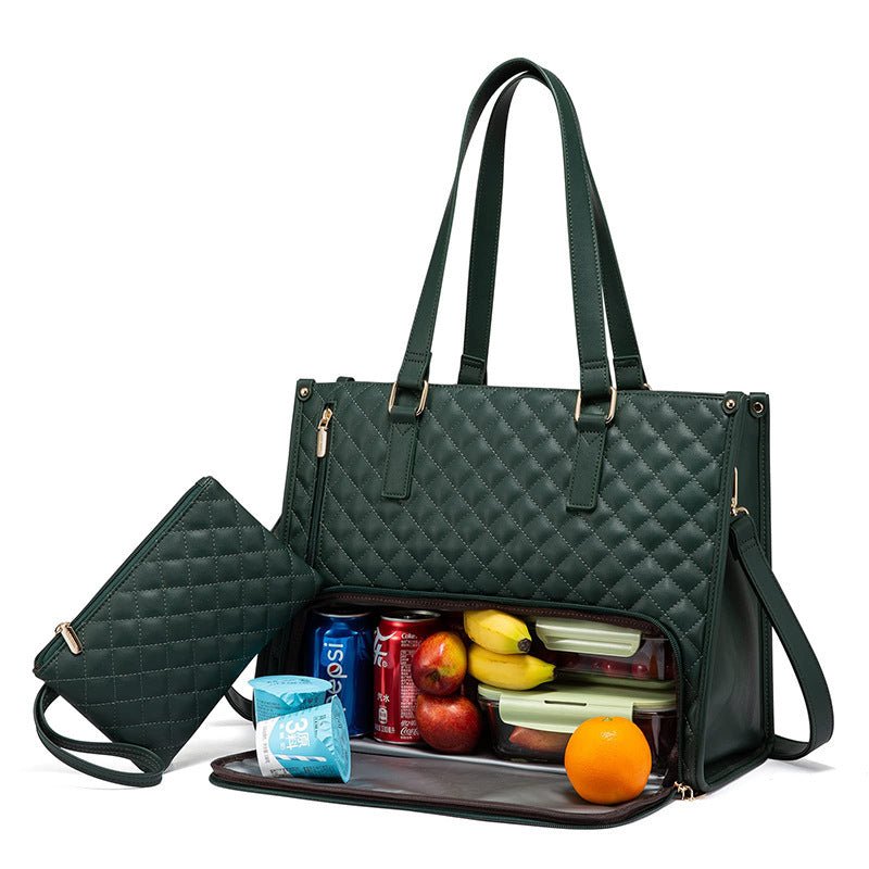 Fashionable Lunch Tote Bag Women's Thermal Insulation Lunch Box Leak - proof Crossbody Computer Storage Bag Quilted Large Capacity Handbag With Purse - Alsy store