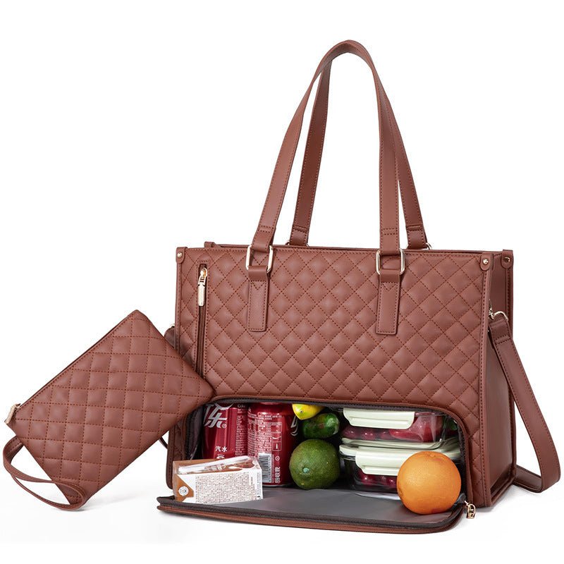 Fashionable Lunch Tote Bag Women's Thermal Insulation Lunch Box Leak - proof Crossbody Computer Storage Bag Quilted Large Capacity Handbag With Purse - Alsy store