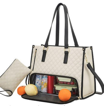 Fashionable Lunch Tote Bag Women's Thermal Insulation Lunch Box Leak - proof Crossbody Computer Storage Bag Quilted Large Capacity Handbag With Purse - Alsy store
