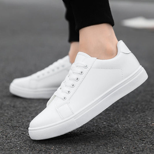 Little white shoes men's Korean version fashionable board shoes trend versatile casual men's plus size soft leather shoes - Alsy store