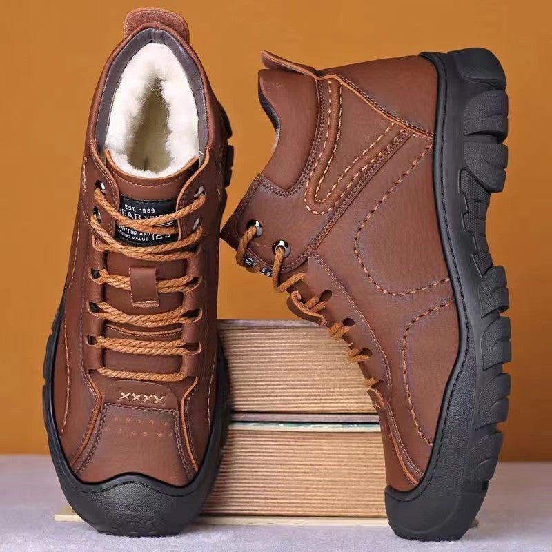 Men's cotton shoes men's winter new style snow boots with fleece insulation casual sports shoes men's outdoor hiking shoes - Alsy store