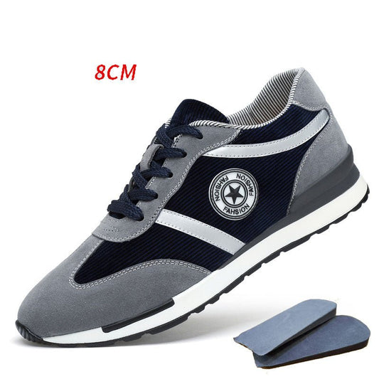 Men's Sports Casual Shoes Korean Style Men's Shoes Hidden Internal Height Increase 8CM Suede Vintage Running Shoes Men - Alsy store