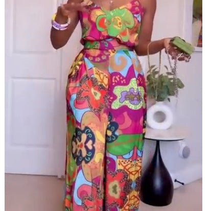 Printed European and American 2003 casual 2 pieces suit large version pantskirt fashion - Alsy store