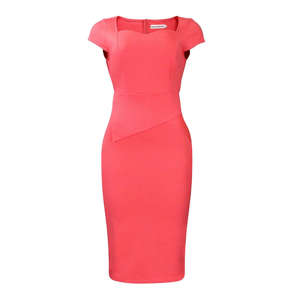 Solid Color Sheath Work Dress - Alsy store