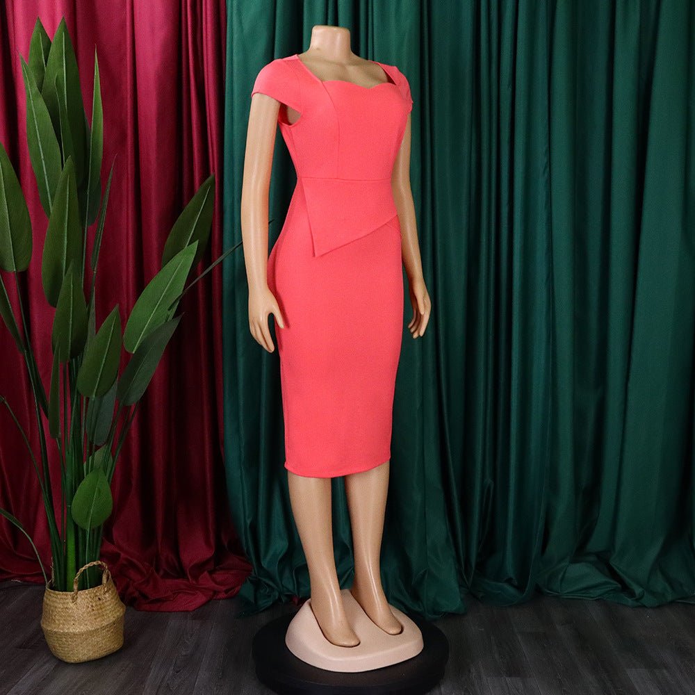Solid Color Sheath Work Dress - Alsy store