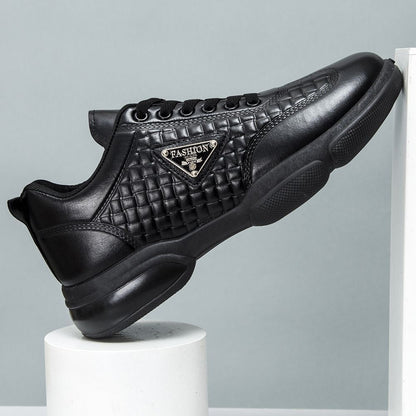 Spring and Autumn 2025 New Leather Shoes Sports Casual Men's Shoes All - match Thick - soled Anti - slip Wear - resistant Leather Men's Work Shoes - Alsy store