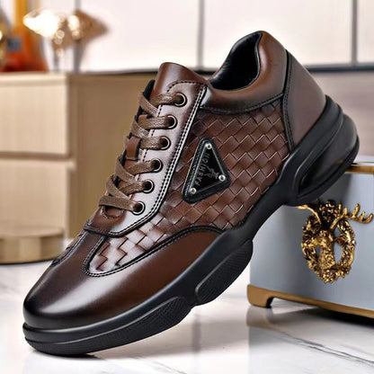 Spring and Autumn 2025 New Leather Shoes Sports Casual Men's Shoes All - match Thick - soled Anti - slip Wear - resistant Leather Men's Work Shoes - Alsy store