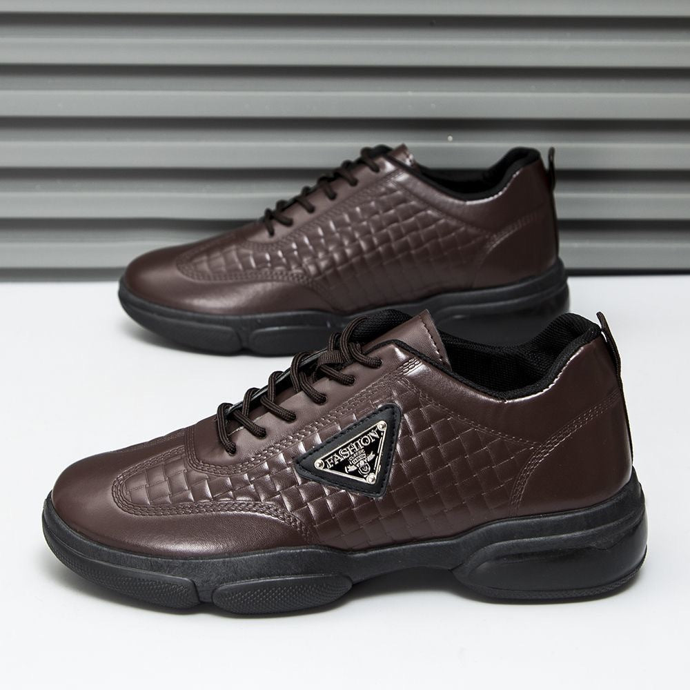 Spring and Autumn 2025 New Leather Shoes Sports Casual Men's Shoes All - match Thick - soled Anti - slip Wear - resistant Leather Men's Work Shoes - Alsy store