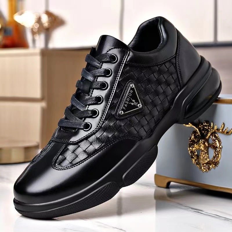 Spring and Autumn 2025 New Leather Shoes Sports Casual Men's Shoes All - match Thick - soled Anti - slip Wear - resistant Leather Men's Work Shoes - Alsy store