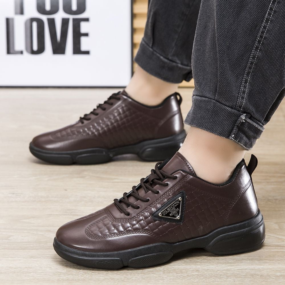 Spring and Autumn 2025 New Leather Shoes Sports Casual Men's Shoes All - match Thick - soled Anti - slip Wear - resistant Leather Men's Work Shoes - Alsy store