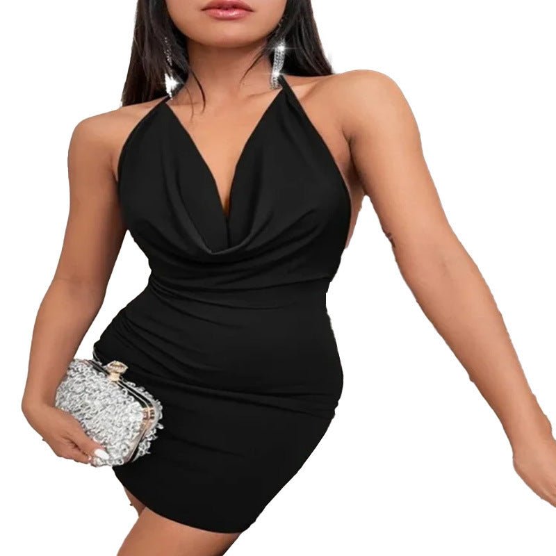 Summer Deep V - neck Dress Temperament Sling Backless Halter Dresses Women's Clothing - Alsy store