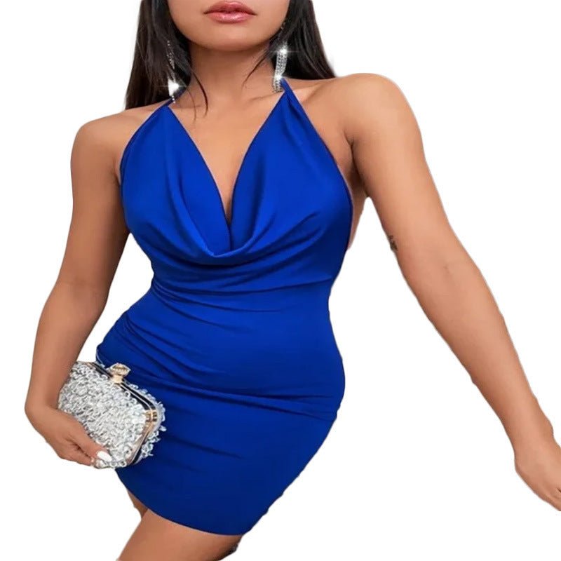 Summer Deep V - neck Dress Temperament Sling Backless Halter Dresses Women's Clothing - Alsy store