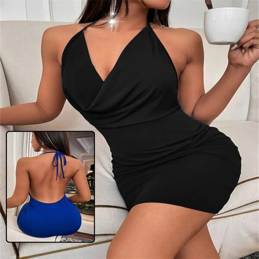 Summer Deep V - neck Dress Temperament Sling Backless Halter Dresses Women's Clothing - Alsy store