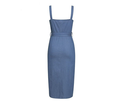 Women's long denim suspender dress - Alsy store
